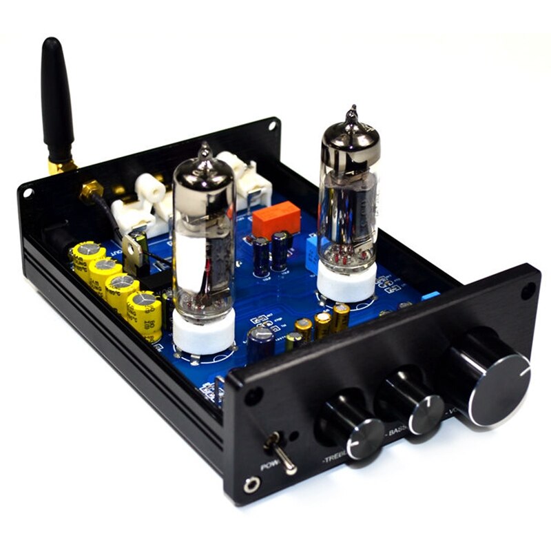 Buffer Hifi 6J5 Bluetooth 4.2 Tube Voorversterker Versterker Stereo Voorversterker Met Treble Bass Tone Ajustment (Zwart)