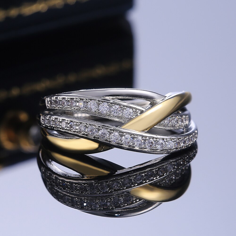 Huitan Prachtige Kruisen Vrouwen Ring Volledige Micro Verharde Cz Steen Dazzling Wedding Ring Mode Kruis Lady Ring Sieraden