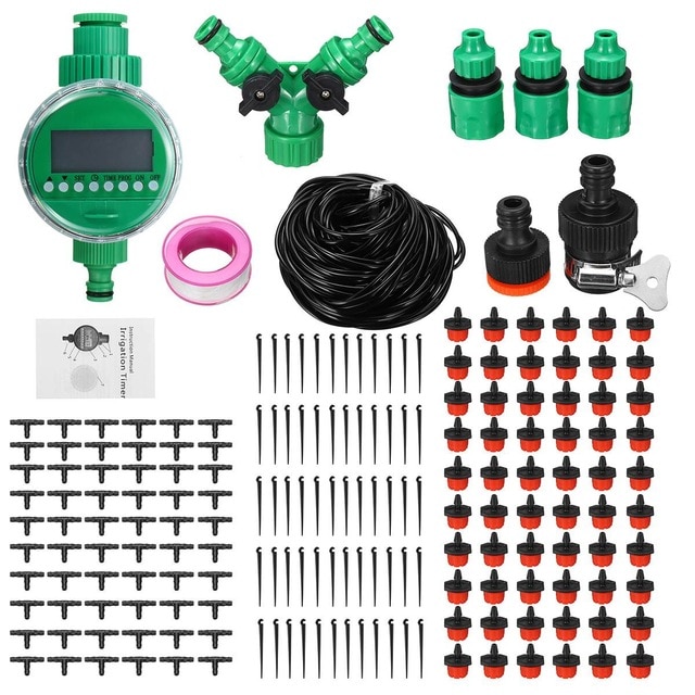 15/25/30/40/50m Automatic Watering Timer Irrigation Systems Greenhouse Plant Kit Garden Timer Irrigation System Intelligent Care: 50m 60tap