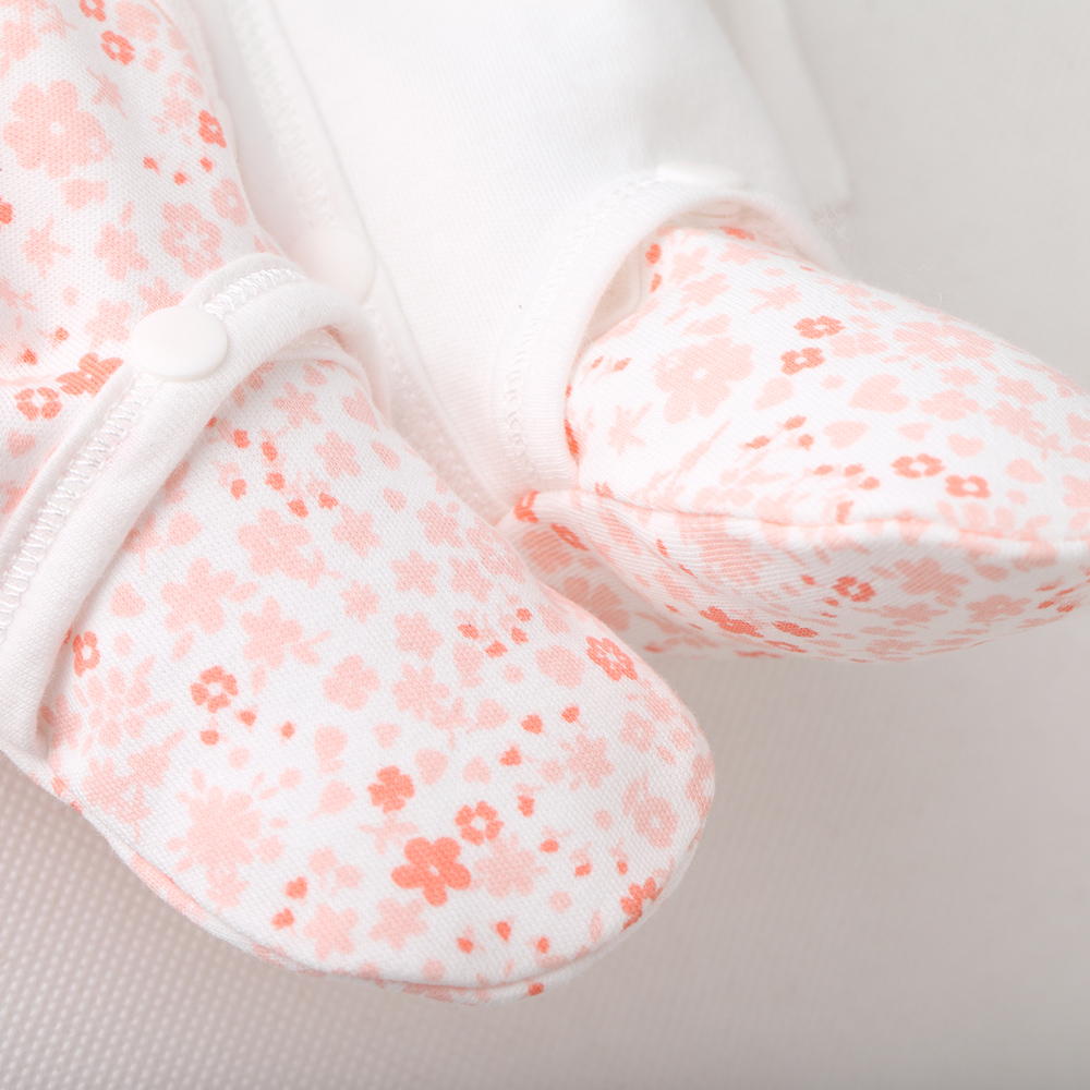 COBROO 2-Pack Baby Girl Footed Sleeper with Mittens 100% Cotton Butterfly Newborn Pajamas Set