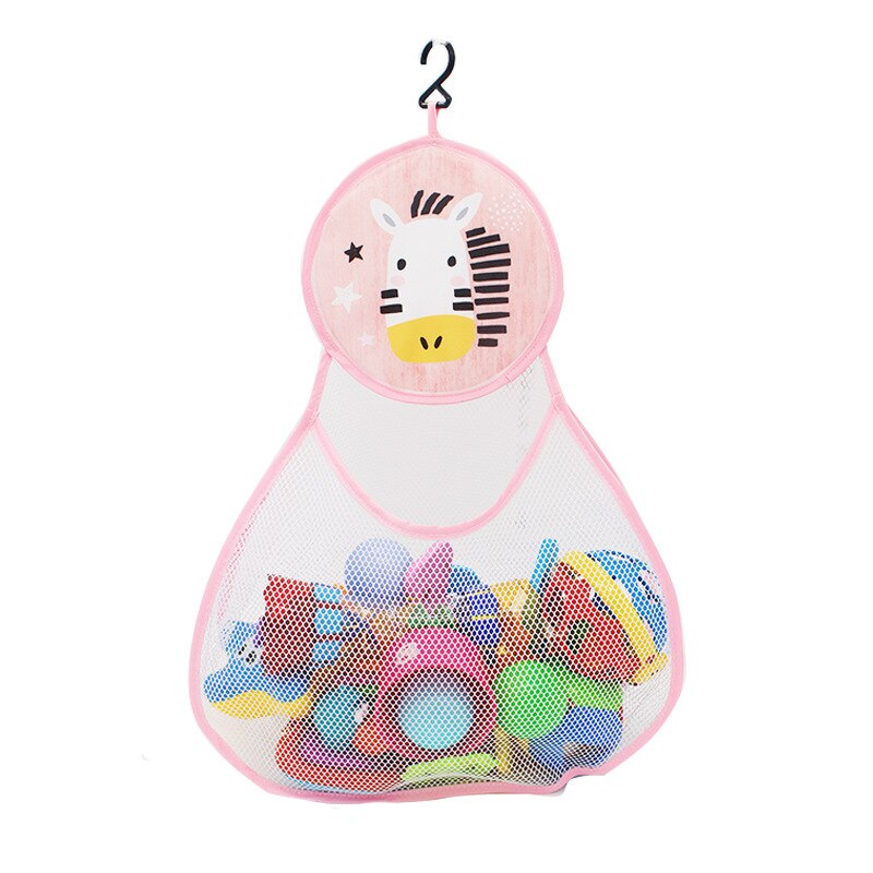 Animal Cute Bath Toys Kids Baby Tidy Storage Suction Bathroom Bathtub Doll Hanging Bag Basket Mesh Storage Bag Water Toys: Pink alpaca