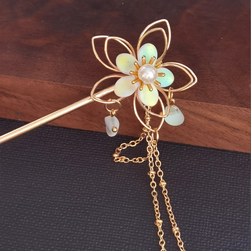 Épingles à cheveux en métal Style chinois, pampilles, épingles à cheveux en perles, pince à cheveux fleur, baguettes pour fête de mariage, couvre-chef