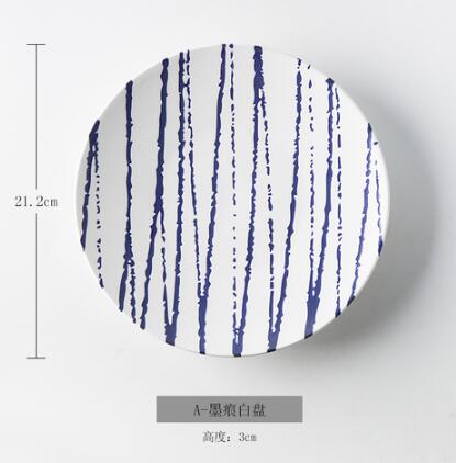 Phnom Penh Geometry Tableware Ceramic Dinner Plate Dish Porcelain Dessert Plate Dinnerware: G