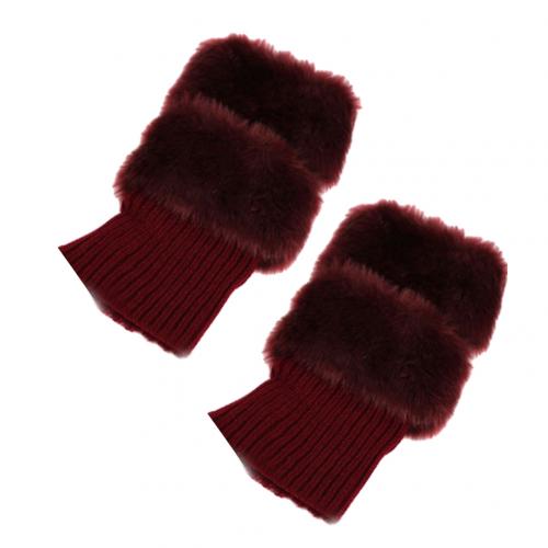 Socks Winter Women Leg Warmers Warm Faux Fur Crochet Knit Leg Warmers Boot Socks Toppers Cuffs For Female Women GIrl: Red