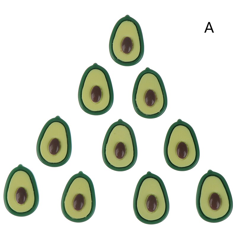 10pcs Avocado Slices Slime Supplies Toy Addition For Fluffy Clear Slime Resin Fruit Slices Charms Accessories: A