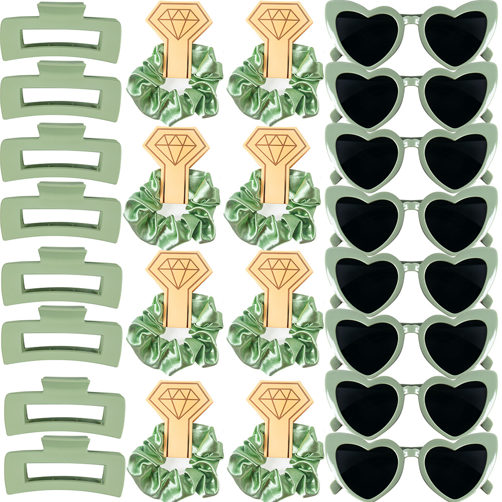 6/8 setzt Brautjungfer Herzform Sonnenbrille Haargummis Scrunchies Haarspangen Bachelorette Hochzeit Brautparty Gastgeschenk Vorschlag: Freier Raum