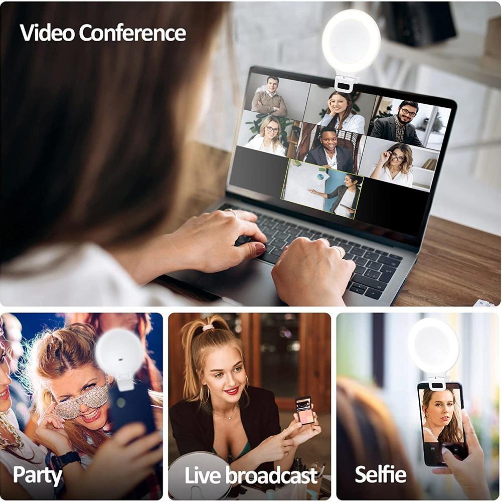 Selfie Ring Light Control Light trucco ricaricabile luce a LED con 3 modalità di illuminazione per la registrazione Video Smartphone