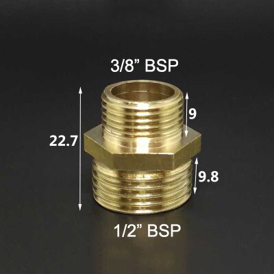 1/8 " 1/4 " 3/8 " 1/2 " 3/4 " 1 " bsp hangevind messing rørfitting ens reducerende sekskantet nippel koblingsstik adapter: No12
