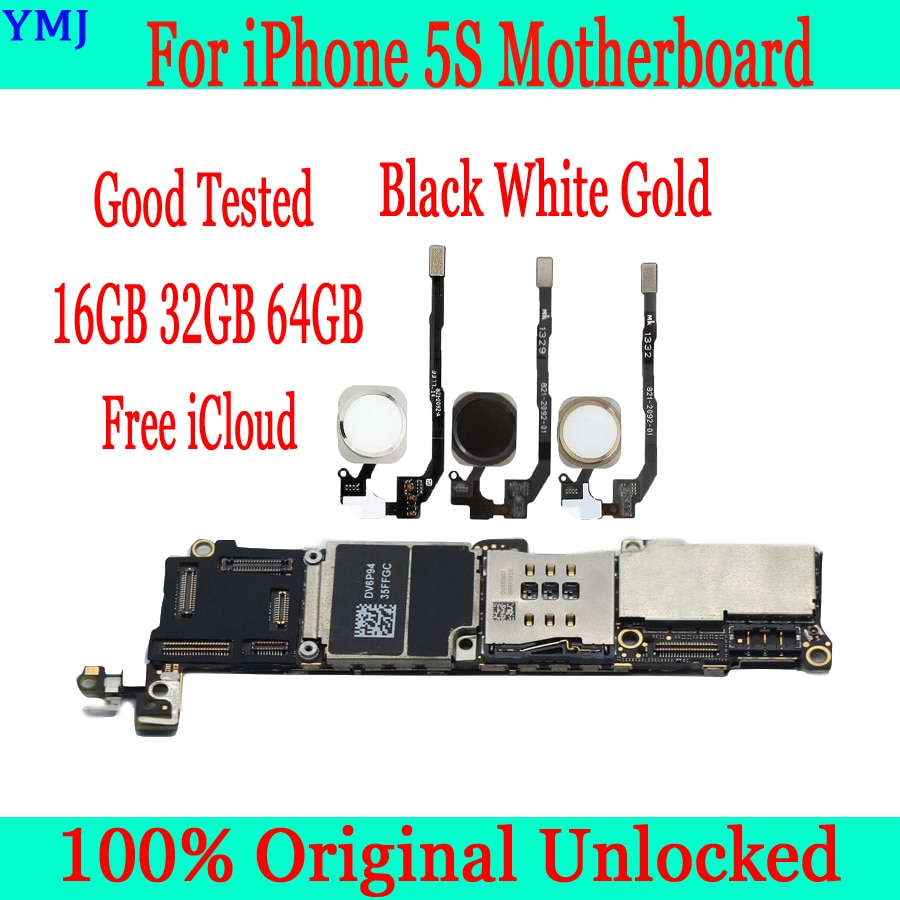 16GB/32GB/64GB for iphone 5S Motherboard with/without Touch ID,Original unlocked for iphone 5S Mainboard + Full Chips