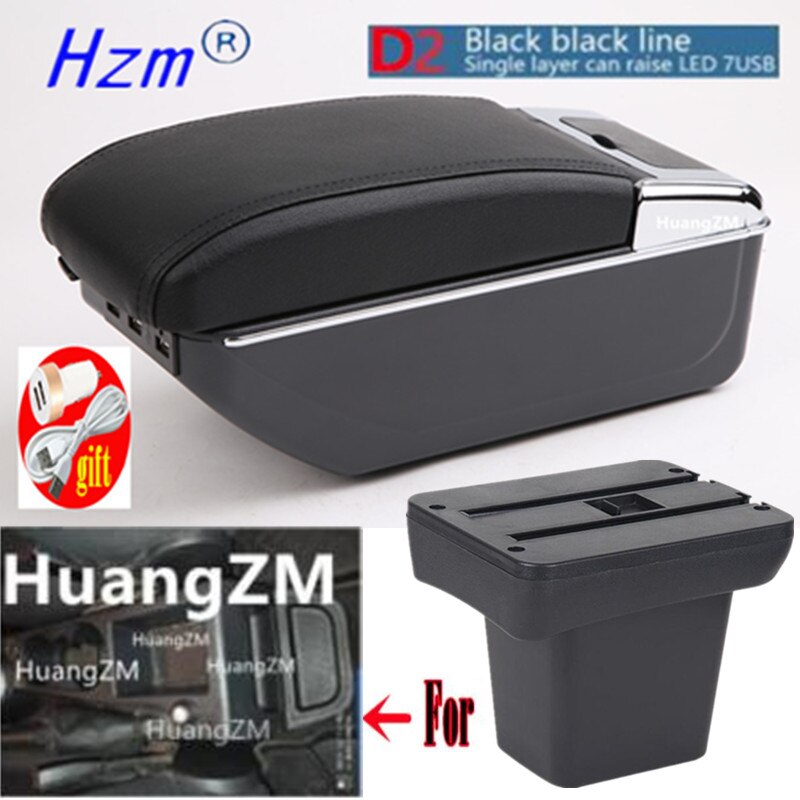 For Land Rover Frelender2 Armrest box For Land Rover Freelander car Armrest box Interior Parts content Storage box with USB LED: D2  black line 7USB