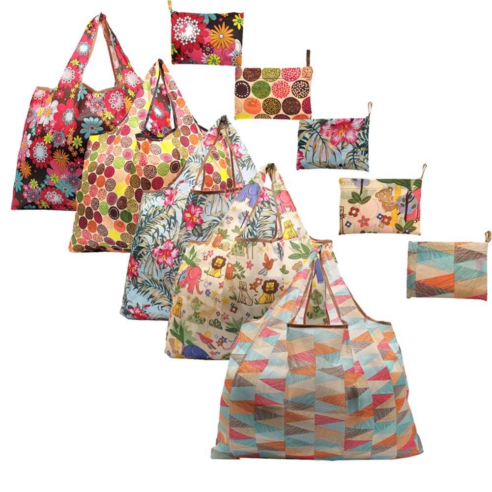 Nouveaux sacs à provisions réutilisables grande capacité sac fourre-tout à fleurs pliable sacs d'épicerie résistants