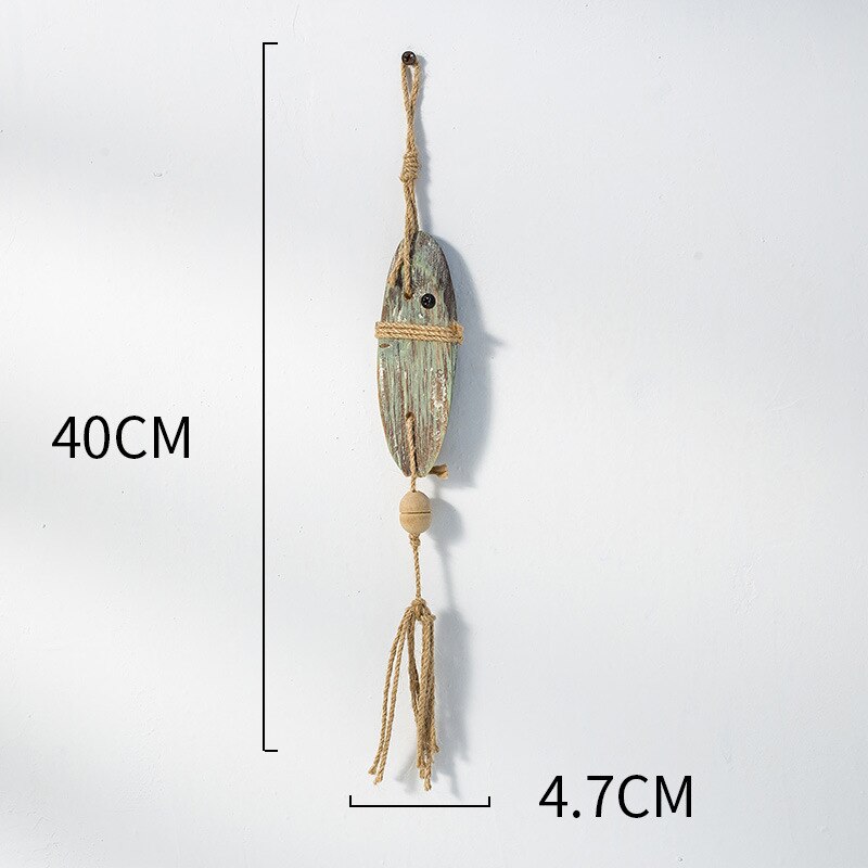 Colgante de estilo mediterráneo de peces de madera, arte de pared, artesanías Vintage, decoración del hogar, accesorios de adorno de tema náutico: F