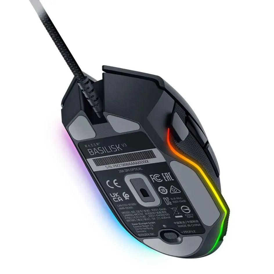 Razer BASILISK V3 e-sports 26K DPI czujnik optyczny najszybszy przełącznik myszy do gier Chroma oświetlenie RGB