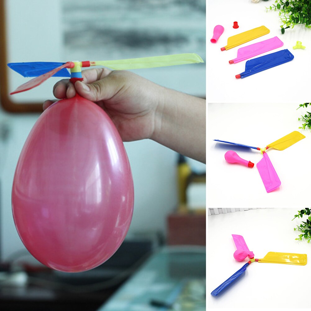 Manual Educational Funny Plastic Assemble Flying Easy Install Kids Whistle Balloon Helicopter