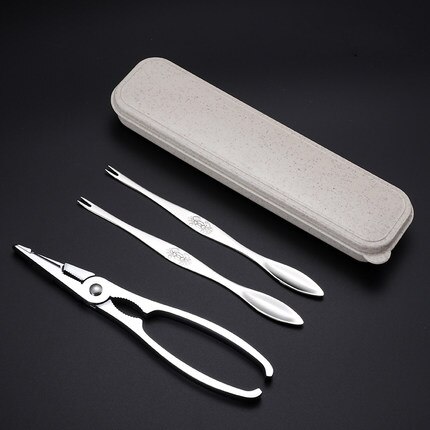XMT-HOME Seafood tool crab cracker scissors fork shrimp peeler seafood set kitchen gadgets 1set: 3pcs C with box