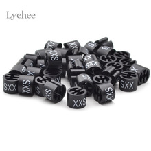Lychee life 100 stykker sort bøjle sizer tøjmærker markører størrelsesdeler størrelsesmarkør til bøjler xxs -4xl trykt
