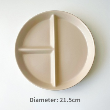 Ladycc Koreaanse Matte Ronde Eettafel Plaat Keramische Drie Raster Plaat Fruit Ontbijt Platte Plaat Kinderen Eetkamer Plaat: C