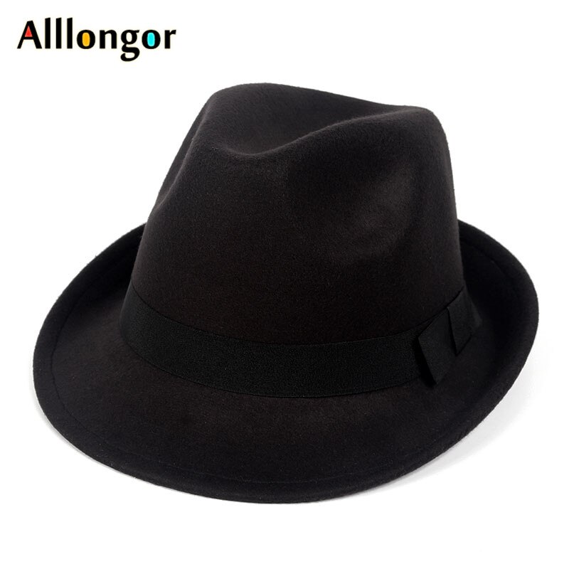 Efterår vinter fedora hatte mænd kvinder følte trilby hat udendørs jazz hat panama sort uld chapeu fedora