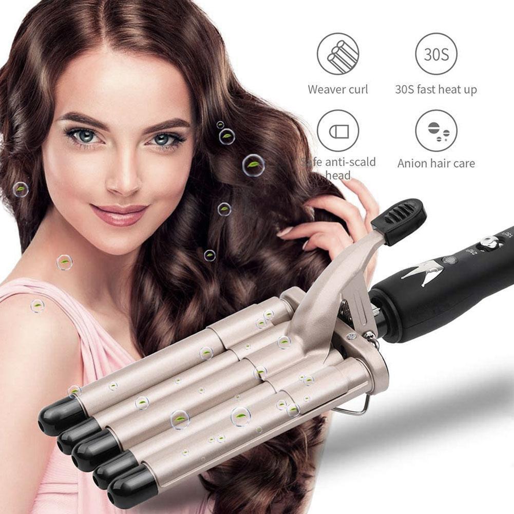 EU/US/UK Curling Iron 180-210 Degrees Tools Barrel Styler Hair Curlers Styling Electric Waver Hair Curl Five T S5W7