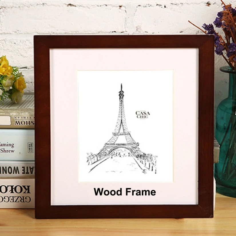 Wooden Nature Square Picture Frame,Plexiglass Include Poster Photo Frames For Wall Hanging Photo Frame 30X30 35X35cm: 8 inch / Brown