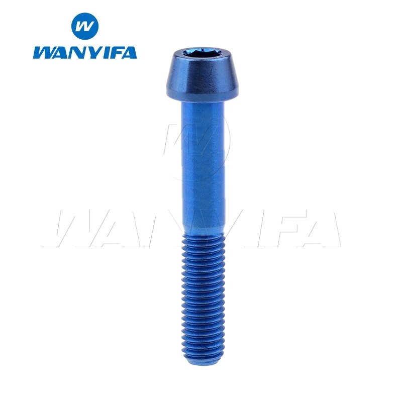 Wanyifa titan bolter  m8 x 35 40 45 50 70mm unbrakonøkkel konisk skrue for sykkel motorsykkel bil klasse 5 titan ti bolt: 50mm blå