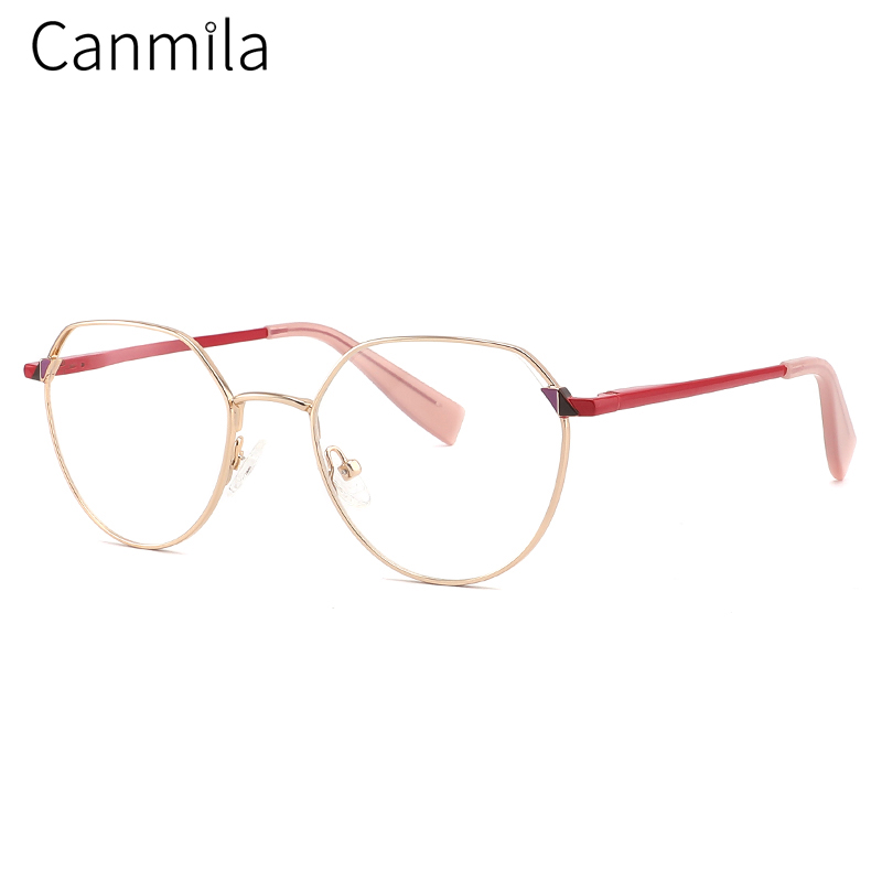 Eyewear Glasses Frame Vintage Women Metal Ultralight Prescription Eyeglasses Retro Optical Myopia Canmila BOM1085: C2