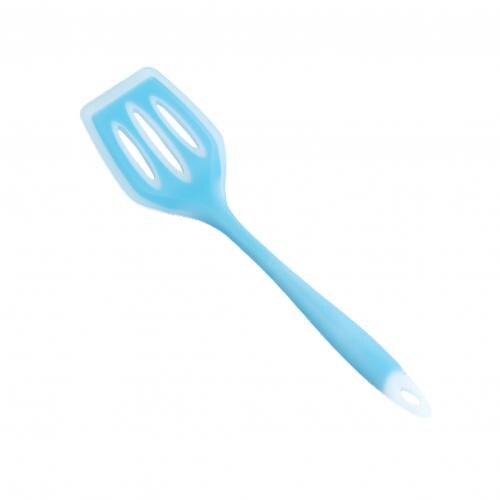 Food Grade Silicone Slotted Turner Nonstick Hollow Kitchen Utensils Spatula for Cooking: Blue