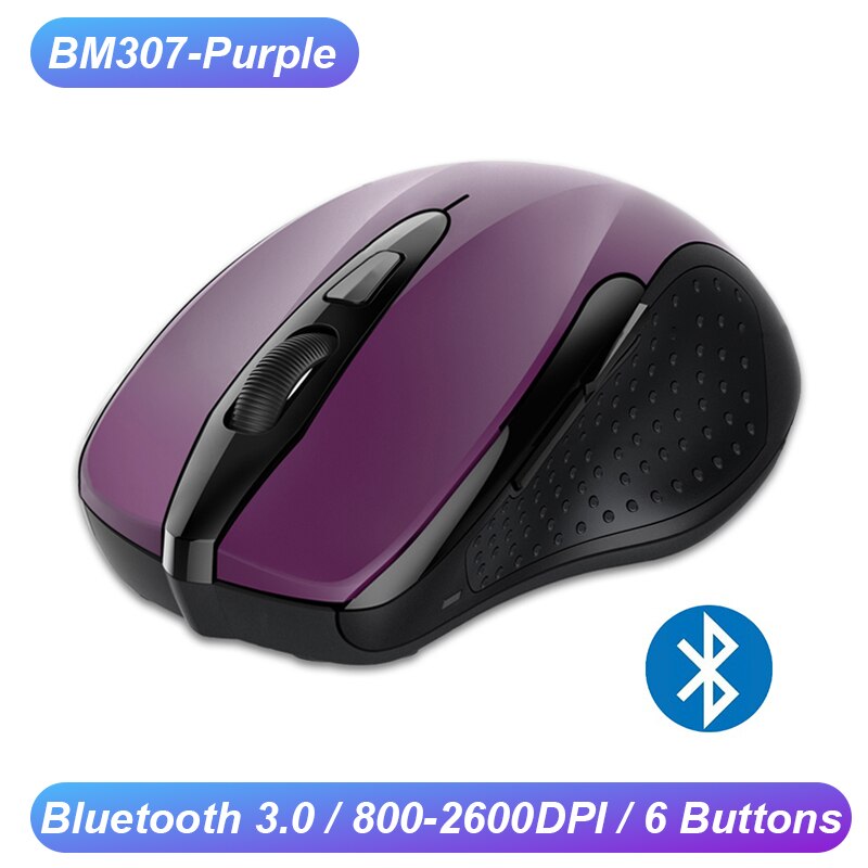 TeckNet bezprzewodowa mysz optyczna komputerowa mysz Bluetooth 2600DPI 2.4G bezprzewodowa mysz Bluetooth ergonomiczne myszy do laptopa/tabletu: BM307 Purple