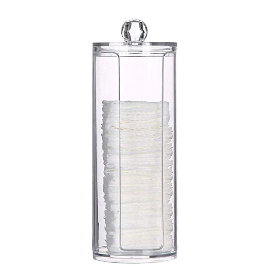 Cotton Swabs Jewelry Storage Box High Transparent Cleansing Cotton Storage Jar Cosmetics Organizer Lipstick Holder Storage Box: High For Cotton Pad