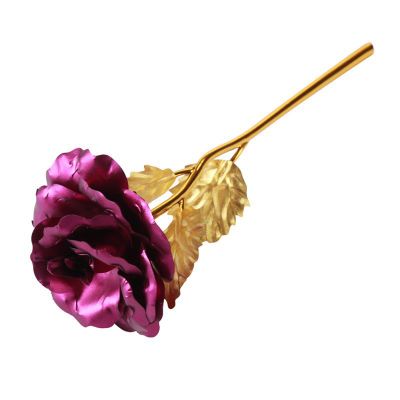 1PCS Gold Foil Plated 24k Golden Rose Lover'S Flower Artificial Flower Birthday Valentine'S Day Wedding Decoration: Purple