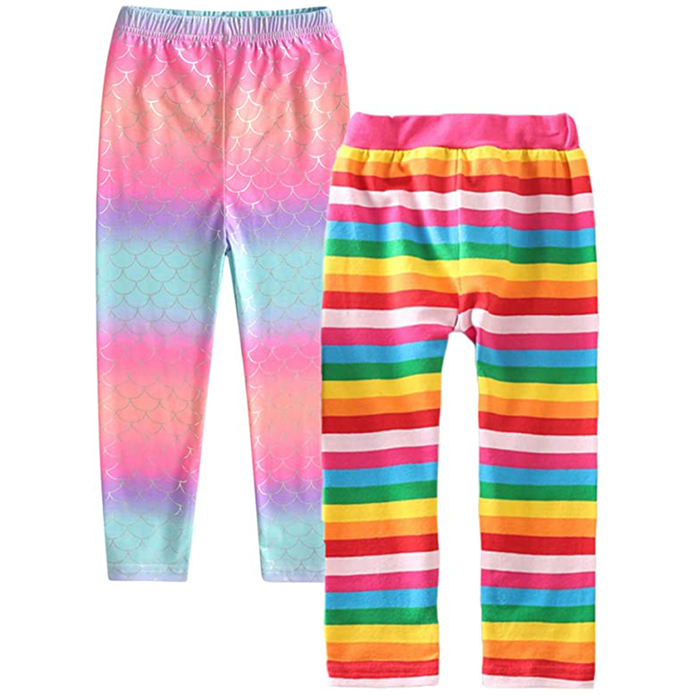 VIKITA Kids Leggings for Kids Rainbow Print Unicorn Pencil Pants Toddlers Skinny Trousers Teenage Girl Casual Pants 3 to 8 Years: F5560-F5508 / 8