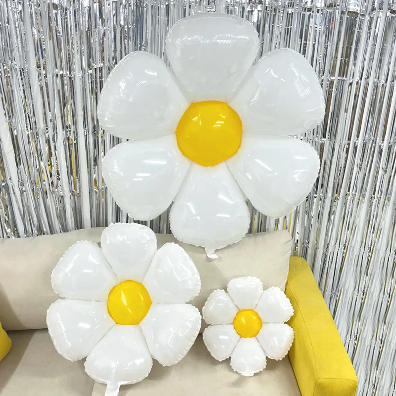 1/10 Stuks Daisy Ballon Enorme Witte Bloem Aluminiumfolie Ballonnen voor Verjaardag Baby Douche Bruiloft Daisy Party Decoraties benodigdheden