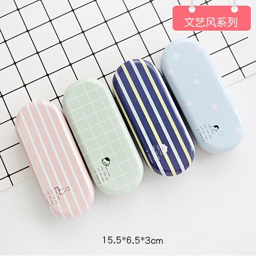 1PCS Top-grade Cartoon Metal Spectacle Cases for Eyeglasses Portable Rectangle Glasses Box Bag Eyewear Protector: Random 1PCS-D