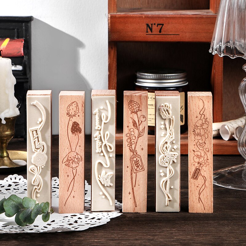 Bos Poëzie Serie Retro Bloemen Decoratieve Stempel Label Houten Stempels Set Stempel Voor Kaarten Maken Scrapbooking