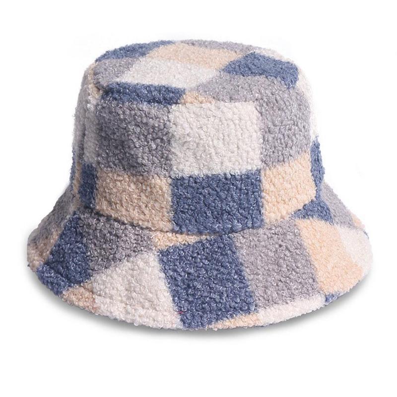 Appa Bucket Hat Hip Hop Lamb Wool Gorros Fishing Cap Fur Bucket Hat Plaid Panama Winter Warm Arrow Symbol Print Appa Bucket Hat