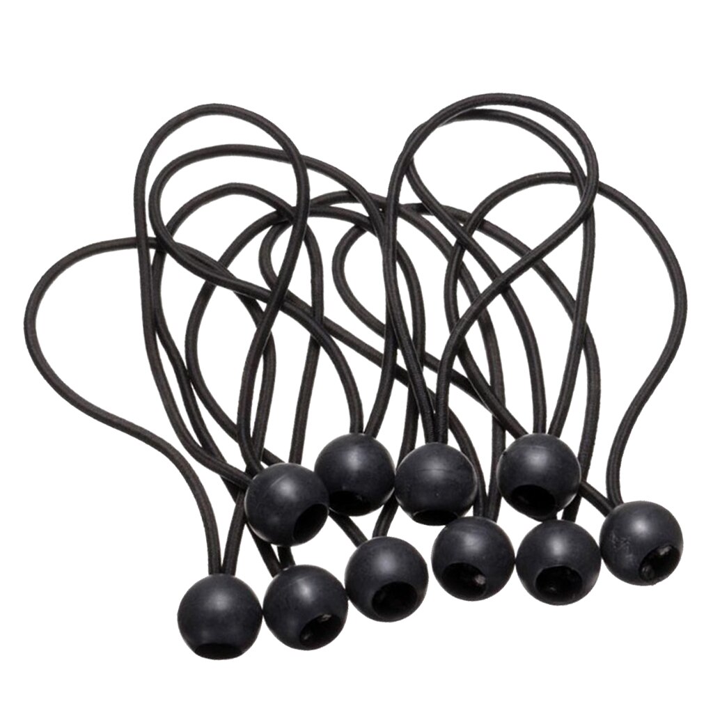 10 stk hårdt telt fix snore sort ball bungee loop strop elastisk presenning baldakin holder wire