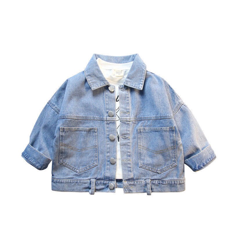 Primavera outwear para meninos meninas denim botão casual jaqueta casaco roupas das crianças de algodão crianças moda jean casaco roupas do bebê