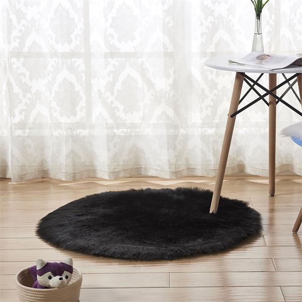 45X45cm Pluche Lange Wol Faux Fur Tafel Mat Baby Photo Props Baby Foto Achtergrond Mat Winter Dikke Warme Deken: black