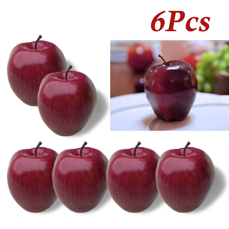 6Pcs Kunstmatige Appels Plastic Rode Heerlijke Fruit Display Voor Keuken Thuis Voedingsmiddelen Decor Home Party Decoratie Kunstmatige Appels