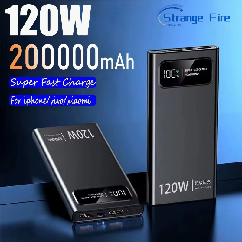 200000mAh Portable Power Bank External Battery High-capacity 120W Super Fast Charging LED Digital Display For Phone Durable
