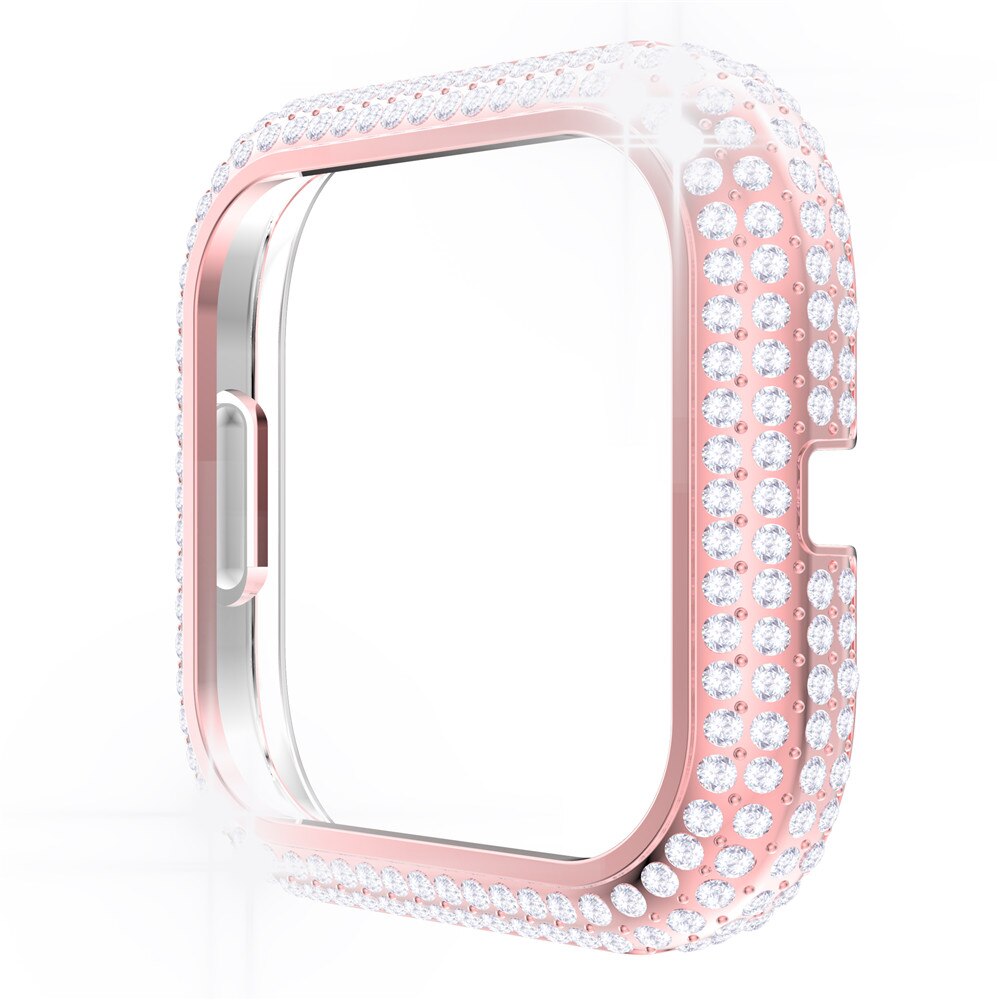 Coque de protection en strass pour Fitbit Versa 2 3 Sense, étui rigide scintillant pour montre, coque en diamant PC, cadre fin: Pink / For Versa 2