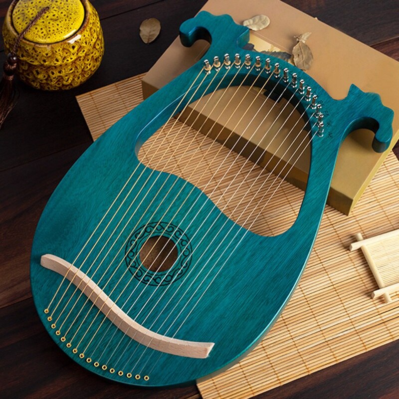 Lyreharpe , 16- strengs mahogni kroppsstrenginstrument kroppsinstrument med stemmenøkkel og reservestrenger