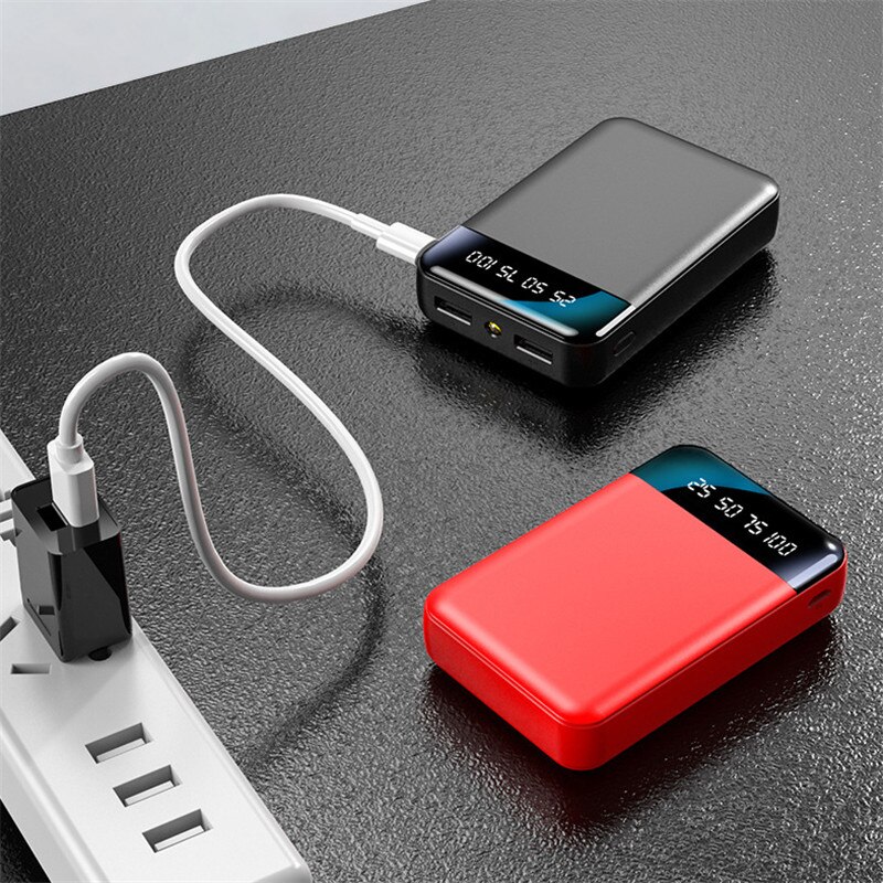 30000mAh Power Bank Mini Portable Phone Charger Outdoor Travel Powerbank LCD Digital Display LED Lighting External Battery Pack