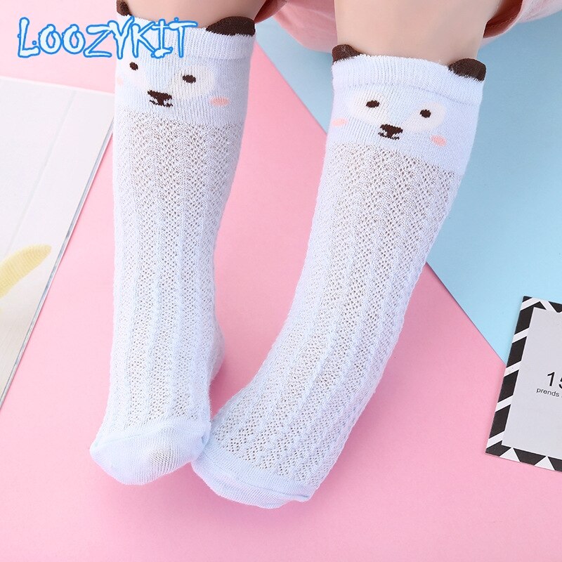 Zomer Babysokjes Mesh Lange Sockd Voor Baby Jongens Meisjes: Blue Fox / S