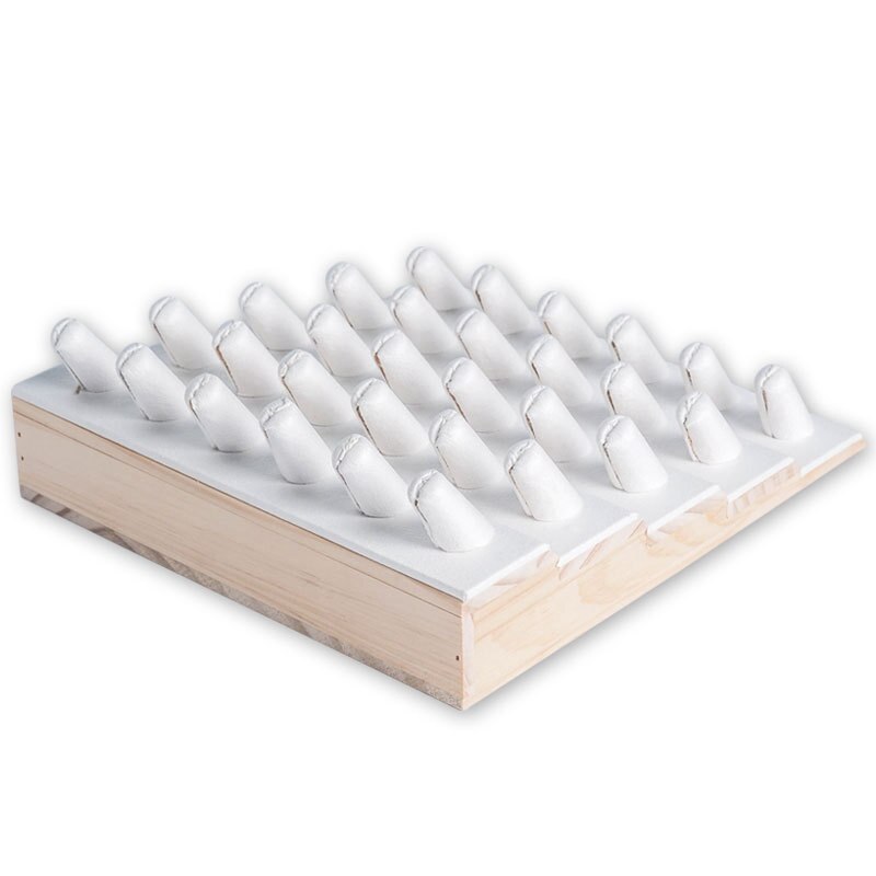 Blanc PU doigt anneau vitrine d'affichage support organisateur bijoux stockage compteur