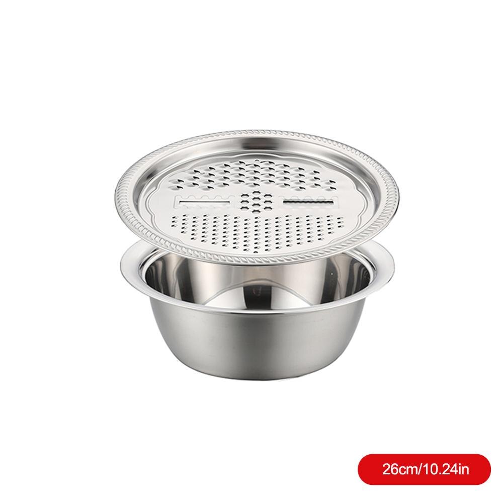 3pcs stainless steel pot vegetable cutter slicer drain basket sieve Kitchen Tool grater strainer Rice Washing Filter: 1
