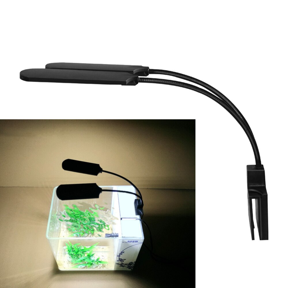 15W LED Fish Tank Clamp Lamp Aquarium Light USB Aquatic Lighting Waterproof Lamp for Fish Tank with Plug Black