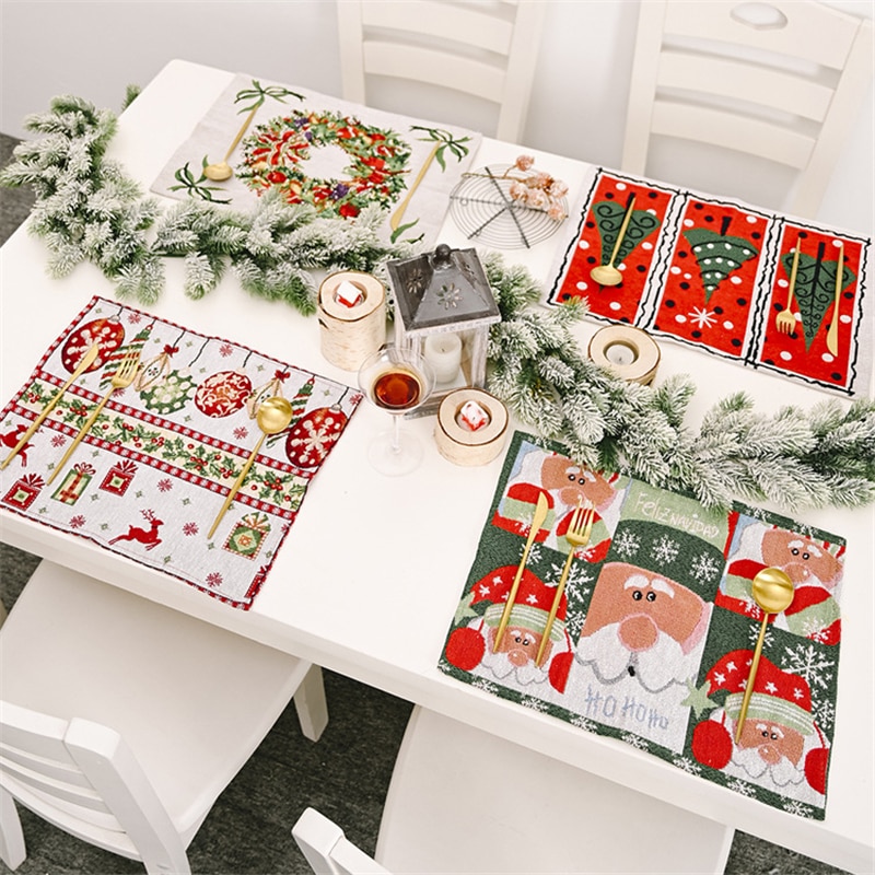 Adornos navidad juledekorasjon spisebord dekormatter julenissen elg tre placemat hjem dekor decoracion mesa jul