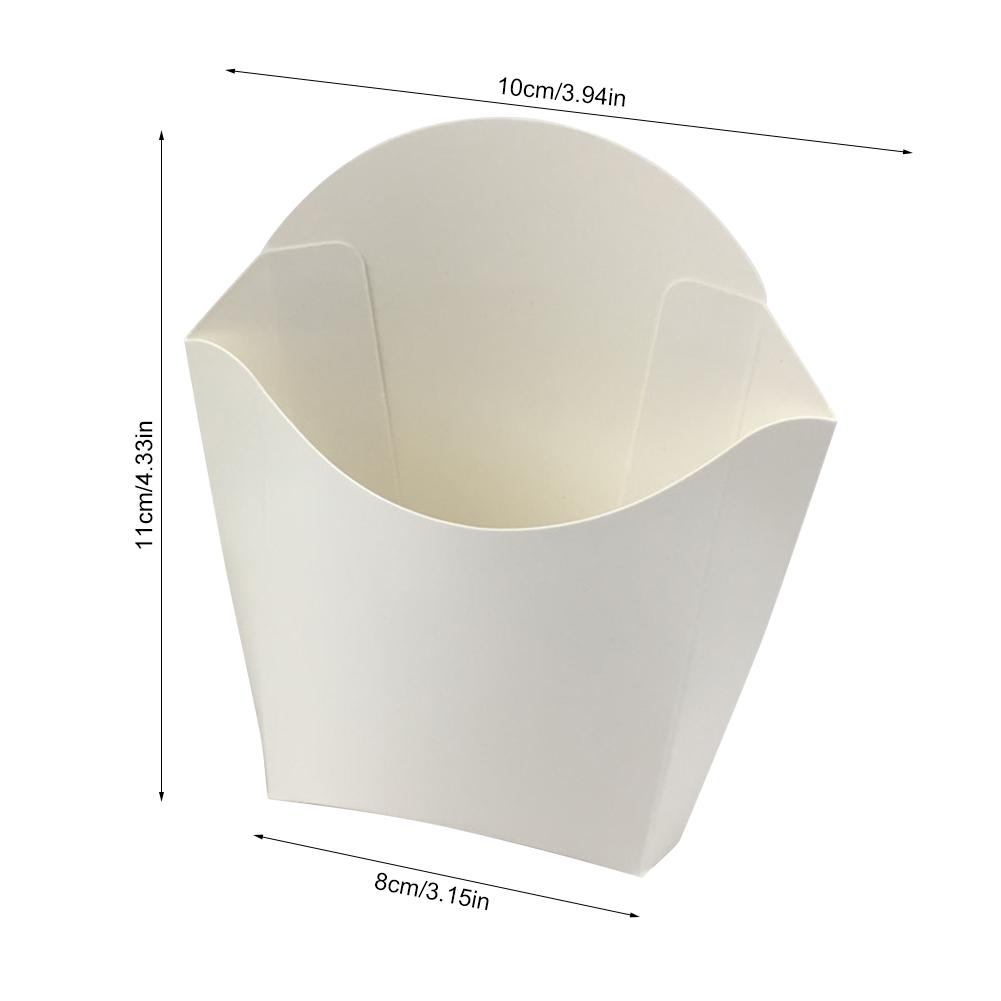 100 Disposable White Fries Box Fried Chicken Burger Packaging Carton Oil Packing Box French Fry Box Holders Cups Set White Paper