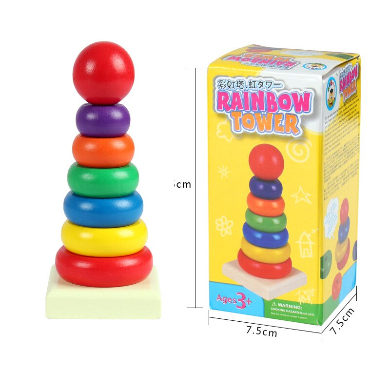 Anillo de madera apilado para bebés, anillo de madera de Color para bebés, juguetes de madera de colores para niños, de juegos divertidos de educación temprana para bebés chico chica
